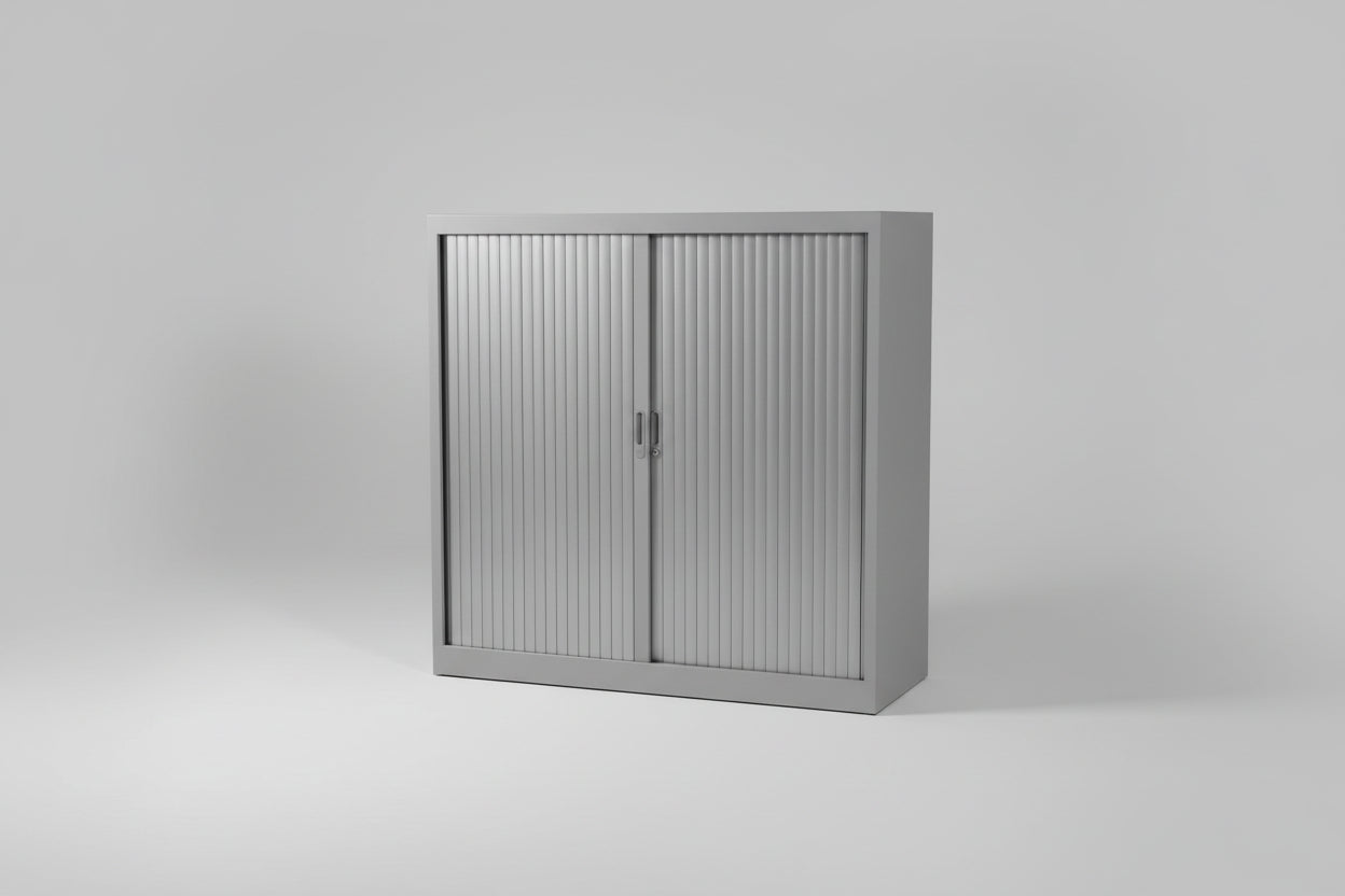 Circulaire Roldeurkast Zilvergrijs | 2 Legborden | 120x120x45 cm | Circufair - Kasten