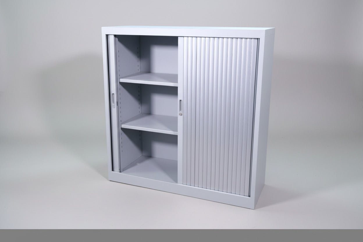 Circulaire Roldeurkast Zilvergrijs | 2 Legborden | 120x120x45 cm | Circufair - Kasten