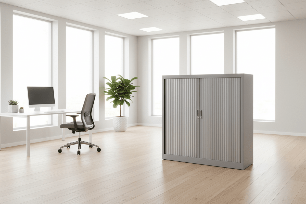 Circulaire Roldeurkast Zilvergrijs | 2 Legborden | 120x120x45 cm | Circufair - Kasten