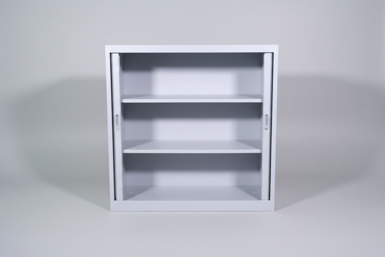 Circulaire Roldeurkast Zilvergrijs | 2 Legborden | 120x120x45 cm | Circufair - Kasten