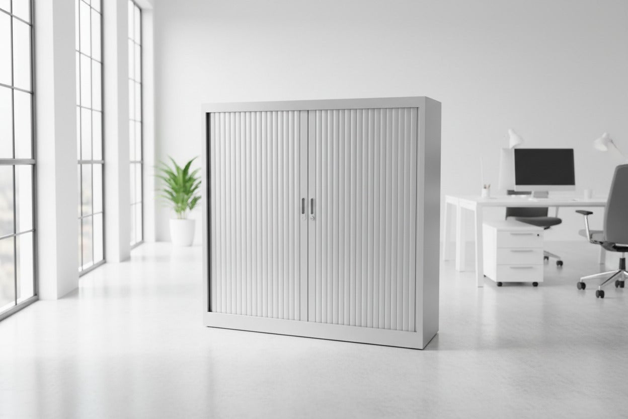 Circulaire Roldeurkast Zilvergrijs | 2 Legborden | 120x120x45 cm | Circufair - Kasten