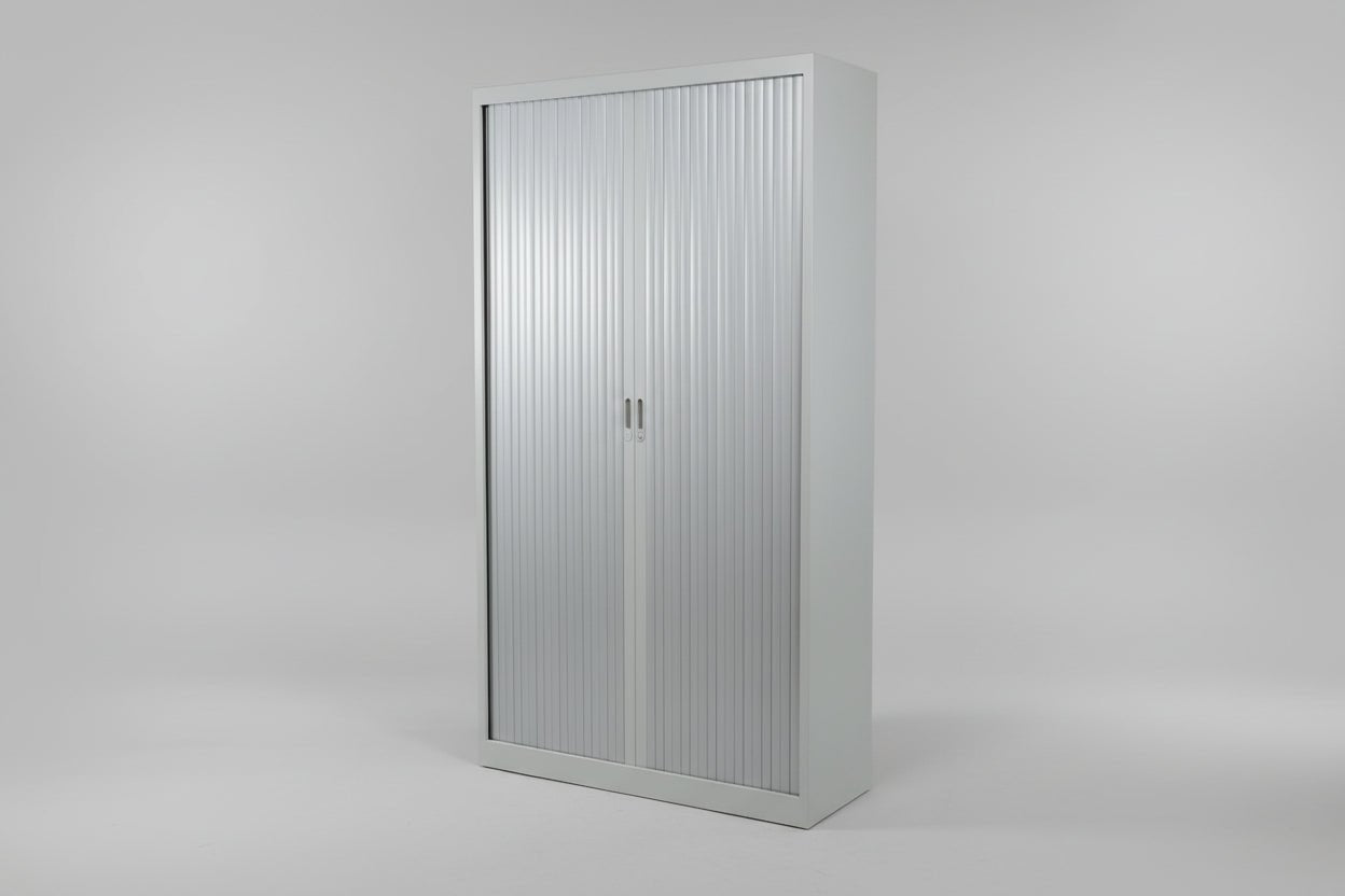 Circulaire Roldeurkast Zilvergrijs 4 Legborden 195x120x45 cm | Circufair - Kasten