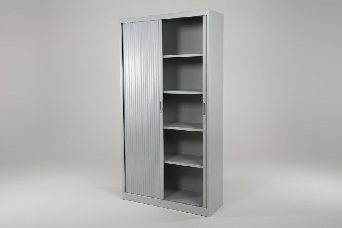 Circulaire Roldeurkast Zilvergrijs 4 Legborden 195x120x45 cm | Circufair - Kasten