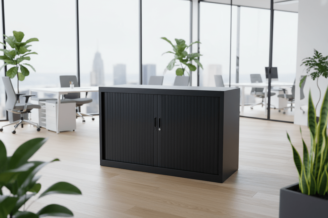 Circulaire Roldeurkast Zwart 1 Legbord 73x120x45 cm | Circufair - Kasten