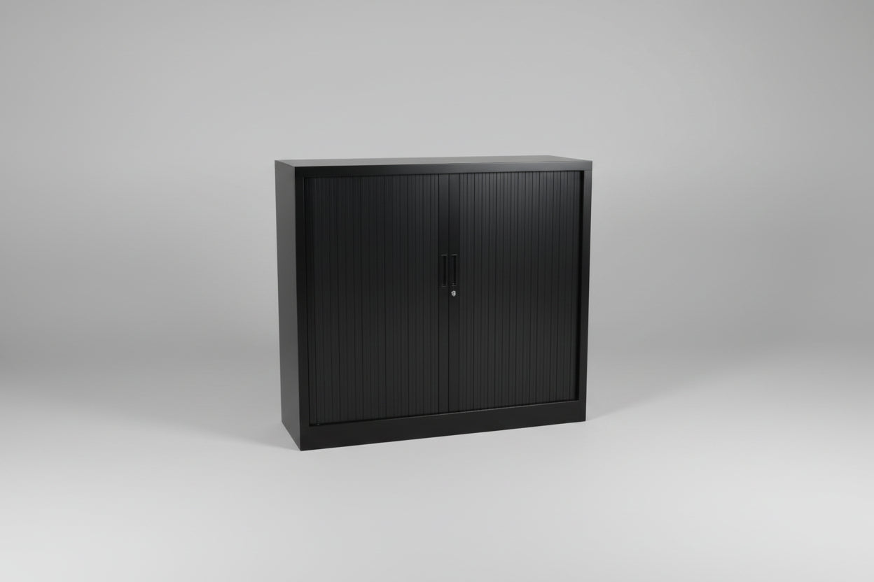 Circulaire Roldeurkast Zwart 2 Legborden 105x120x45 cm | Circufair - Kasten