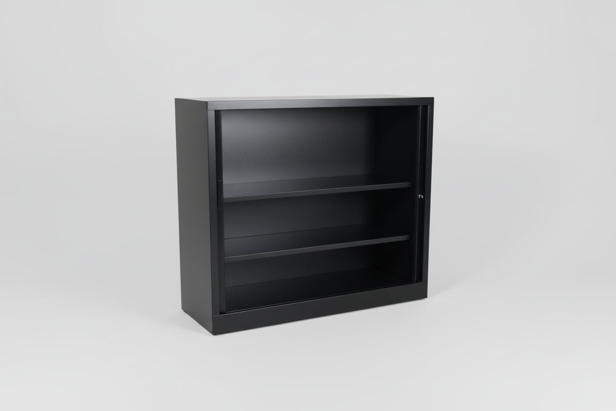 Circulaire Roldeurkast Zwart 2 Legborden 105x120x45 cm | Circufair - Kasten