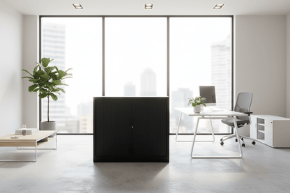 Circulaire Roldeurkast Zwart 2 Legborden 105x120x45 cm | Circufair - Kasten