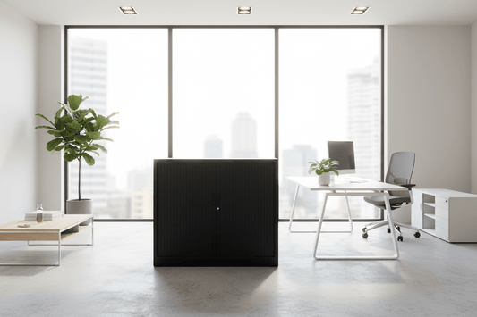 Circulaire Roldeurkast Zwart 2 Legborden 105x120x45 cm | Circufair - Kasten