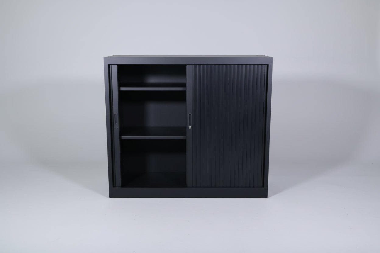 Circulaire Roldeurkast Zwart 2 Legborden 120x120x45 cm | Circufair - Kasten
