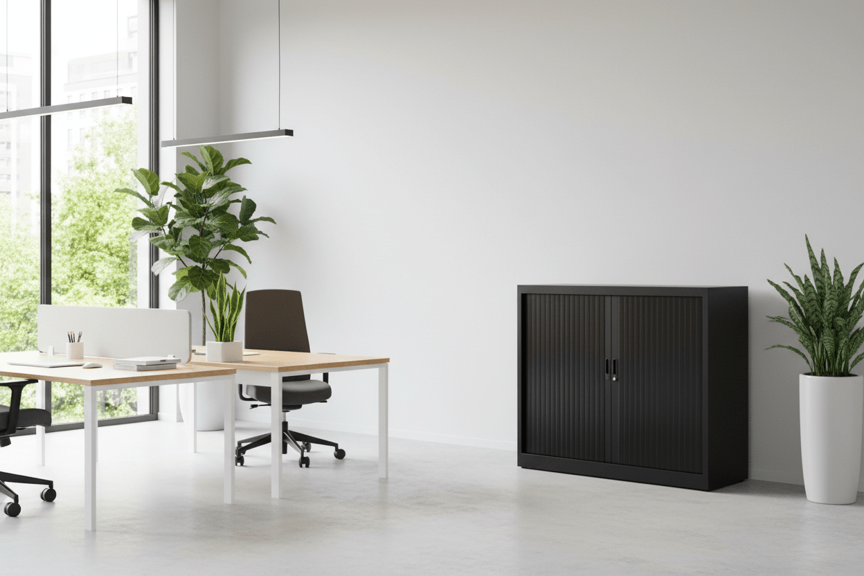Circulaire Roldeurkast Zwart 2 Legborden 120x120x45 cm | Circufair - Kasten