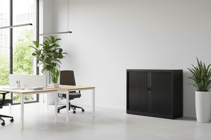 Circulaire Roldeurkast Zwart 2 Legborden 120x120x45 cm | Circufair - Kasten