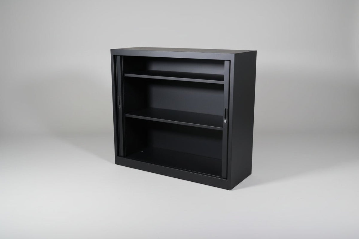 Circulaire Roldeurkast Zwart 2 Legborden 120x120x45 cm | Circufair - Kasten