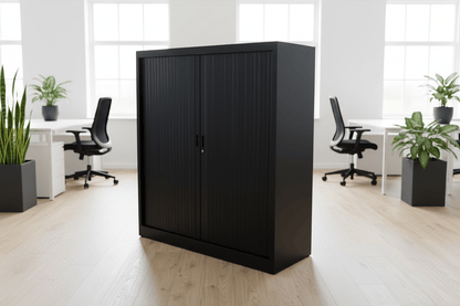 Circulaire Roldeurkast Zwart 3 Legborden 135x120x45 cm | Circufair - Kasten