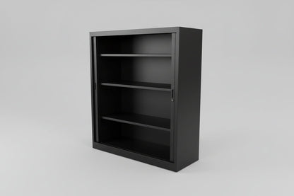 Circulaire Roldeurkast Zwart 3 Legborden 135x120x45 cm | Circufair - Kasten