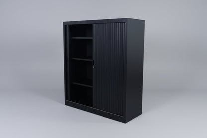 Circulaire Roldeurkast Zwart 3 Legborden 135x120x45 cm | Circufair - Kasten