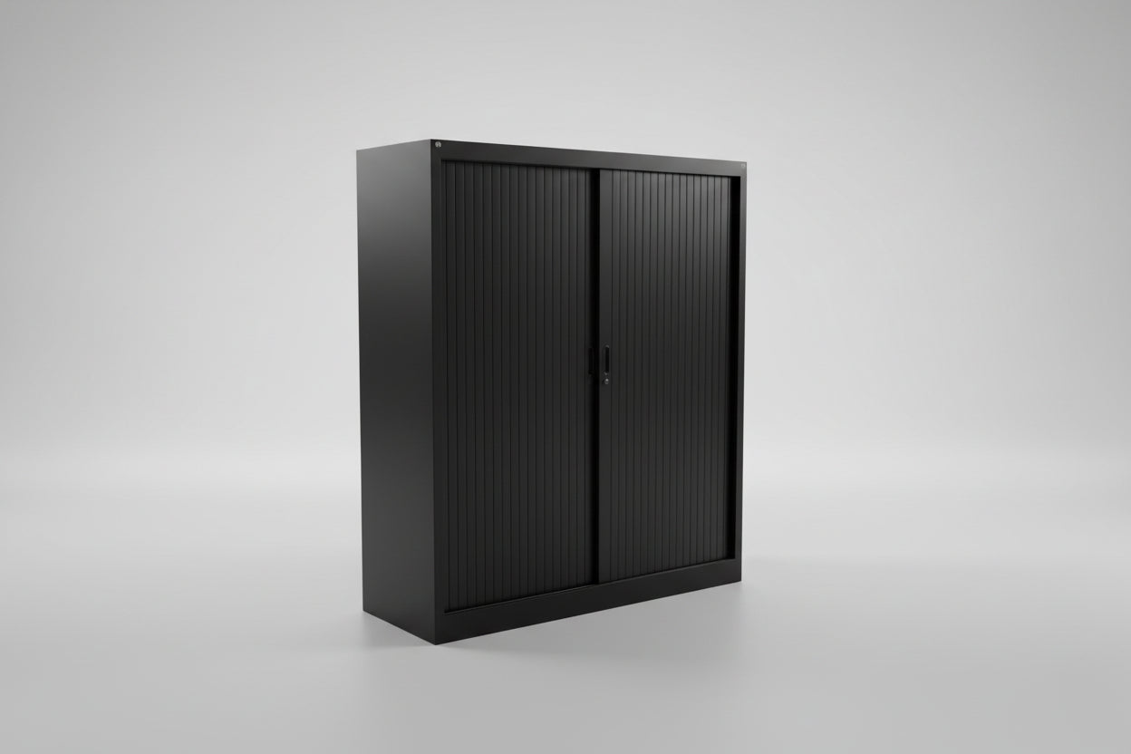 Circulaire Roldeurkast Zwart 3 Legborden 135x120x45 cm | Circufair - Kasten