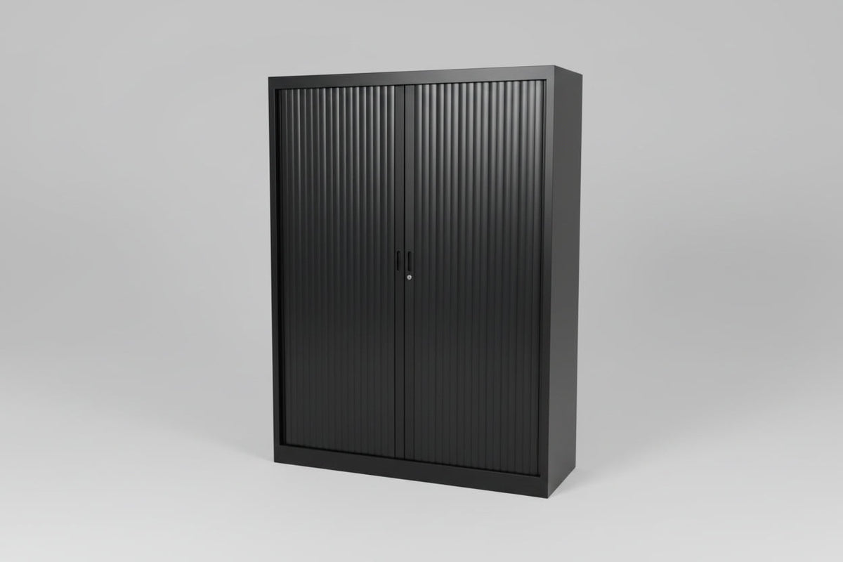 Circulaire Roldeurkast Zwart 3 Legborden 160x120x45 cm Afsluitbaar | Circufair - Kasten