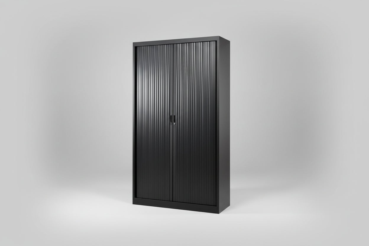 Circulaire Roldeurkast Zwart 4 Legborden 195x120x45 cm | Circufair - Kasten