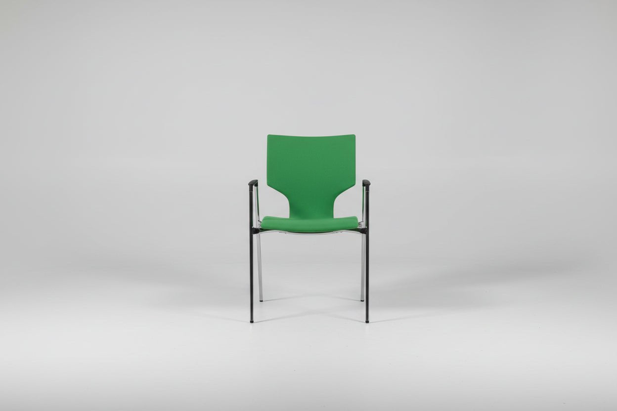 Circulaire Vergaderstoel Casala Groen Gestoffeerd Verchroomd Frame Stapelbaar | Circufair - Vergaderstoelen