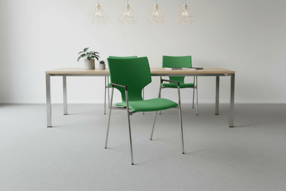 Circulaire Vergaderstoel Casala Groen Gestoffeerd Verchroomd Frame Stapelbaar | Circufair - Vergaderstoelen