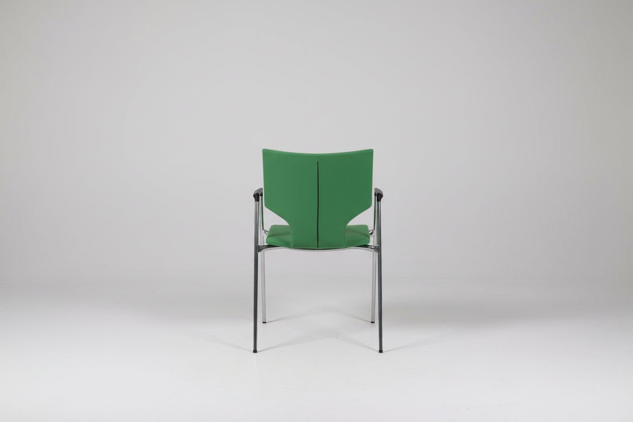 Circulaire Vergaderstoel Casala Groen Gestoffeerd Verchroomd Frame Stapelbaar | Circufair - Vergaderstoelen