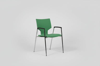 Circulaire Vergaderstoel Casala Groen Gestoffeerd Verchroomd Frame Stapelbaar | Circufair - Vergaderstoelen