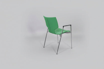 Circulaire Vergaderstoel Casala Groen Gestoffeerd Verchroomd Frame Stapelbaar | Circufair - Vergaderstoelen