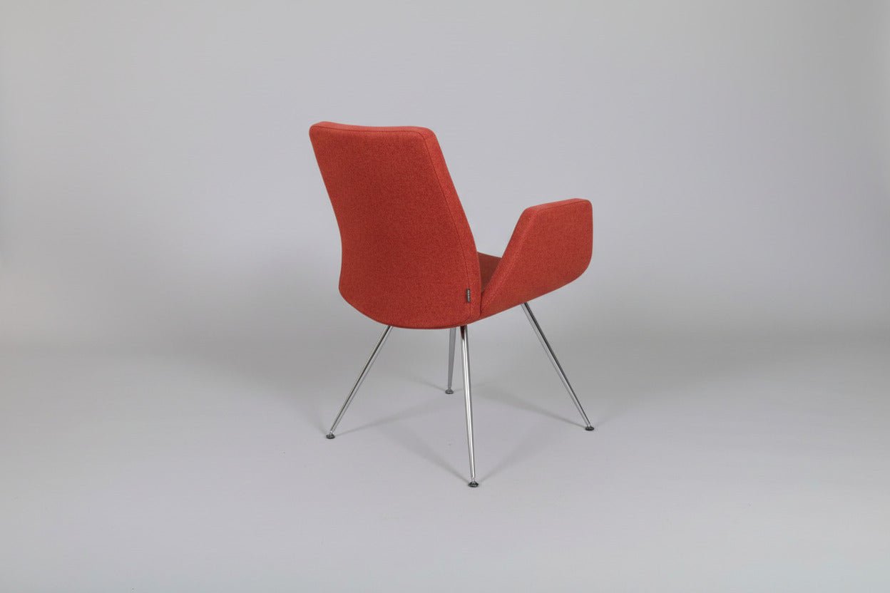 Circulaire Vergaderstoel Deberenn Rood Vilt Verchroomd Frame Armleggers | Circufair - Kantoorstoelen
