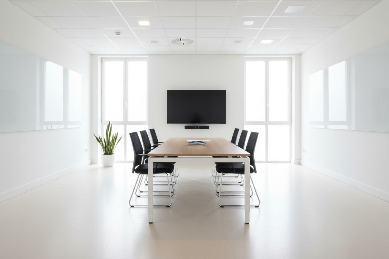 Circulaire Vergadertafel Wit Frame Handmatig Verstelbaar Bladkleur naar Keuze 200x100 cm | Circufair - Kantoormeubelen