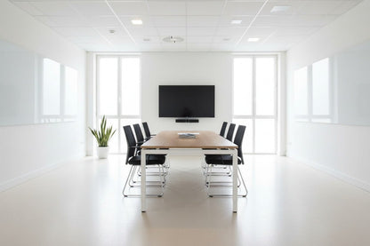 Circulaire Vergadertafel Wit Frame Handmatig Verstelbaar Bladkleur naar Keuze 200x100 cm | Circufair - Kantoormeubelen
