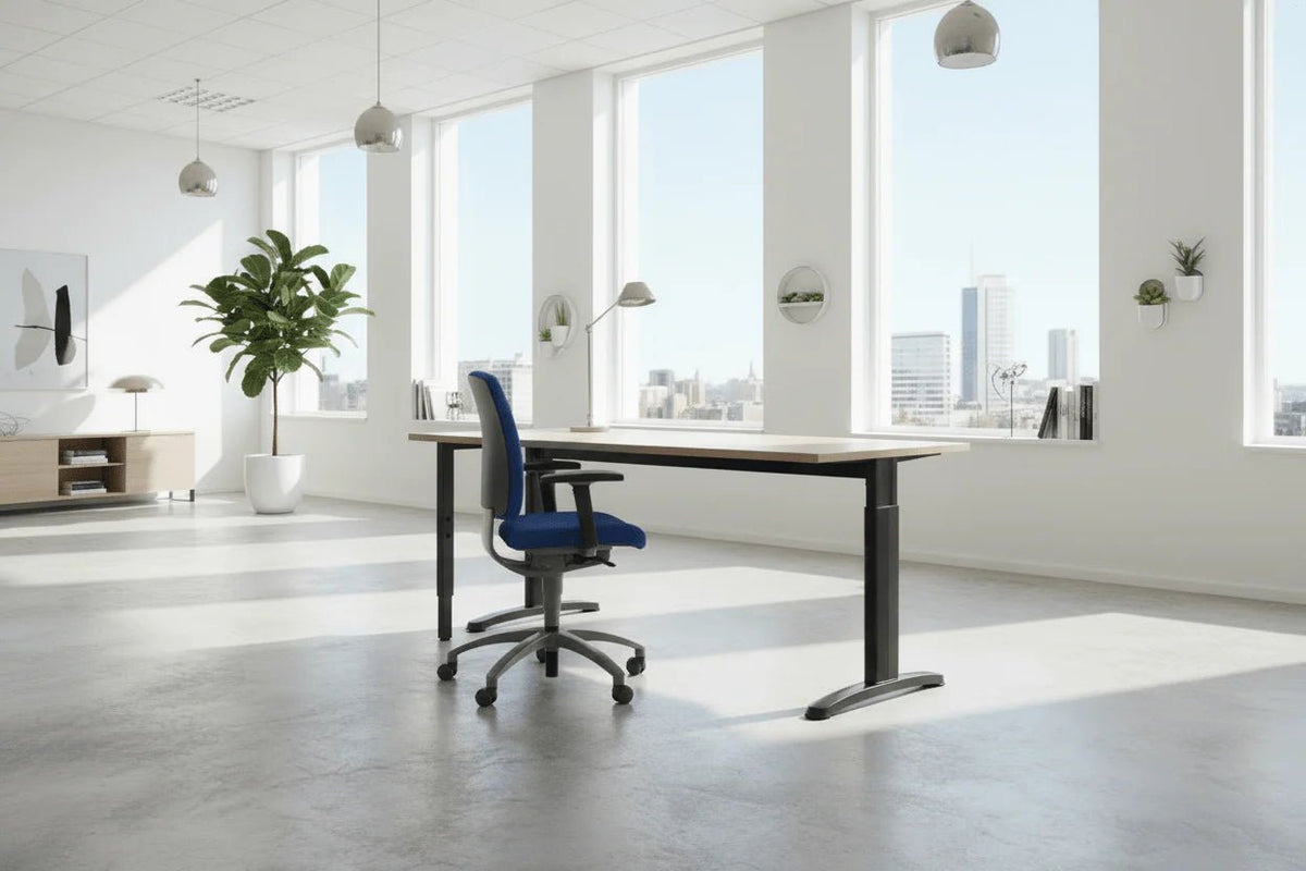 Wingbureau Links Handmatig Verstelbaar – Zwart Frame, Keuze Bladkleur, Duurzaam - Bureaus